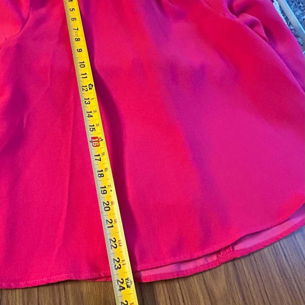 Pomander Place Hot Pink Ruffle Neck Swing Top Back Bow Statement Blouse - Picture 9 of 9